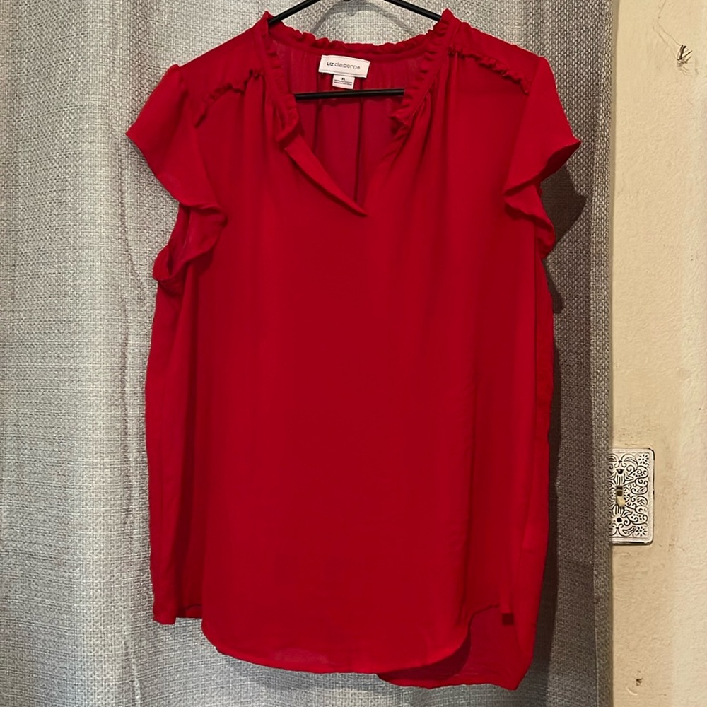 Red Liz Claiborne sheer blouse